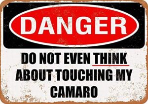paboe 8 x 12 metal sign – do not touch my camaro – vintage wall decoration retro art