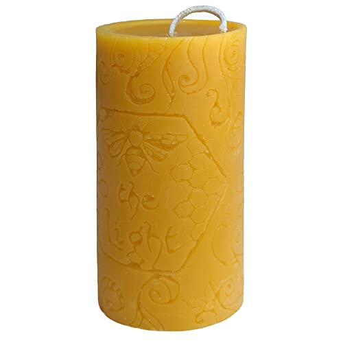 BeeTheLight Beeswax Pillar Candle - 100% Pure Bees Wax - Choose Your Size and Color - Up to 72 Hour Burn - 2.7"x5.4" - Fits 3x6 Holder - Unscented - Natural Honey Scent (Natural Yellow, Large)