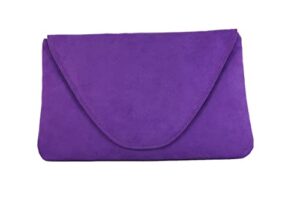 loni womens attractive large faux suede clutch bag/shoulder bag wedding party occasion bag in violet purple