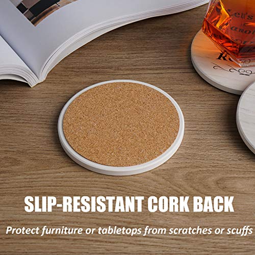 Coasters for Drinks, Funny Drink Coasters Absorbent with Holder 6 Pcs Absorbing Stone Funny Coaster Gift Set Housewarming Gift New Home Apartment Kitchen House Decor Gift for Women Men