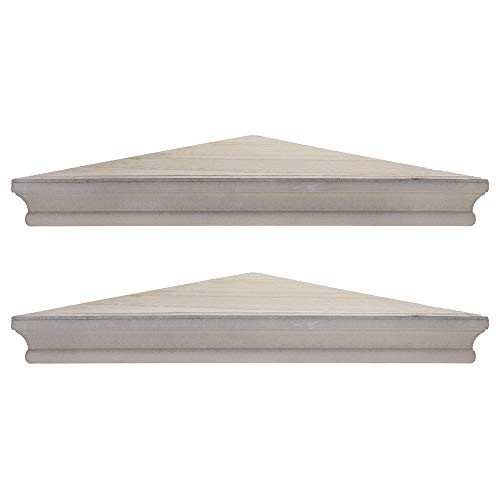 American Art Decor Rustic Wood Floating Corner Shelves - Grey - Set of 2