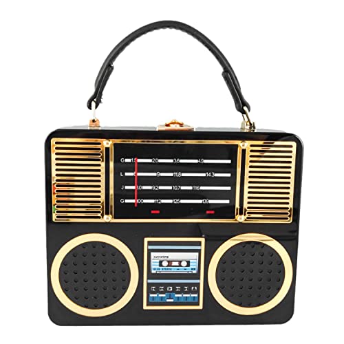 Vintage Hard Case Acrylic Radio Box Clutch Women Totes Bag Shoulder Crossbody Handbag Purse