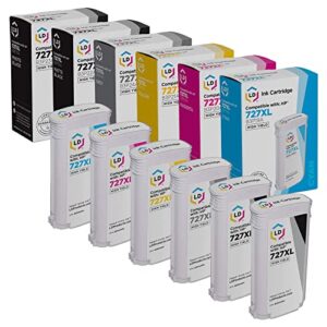 ld products remanufactured ink cartridge replacement for hp 727xl high yield (matte black, photo black, cyan, magenta, yellow, gray, 6-pack)
