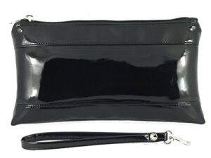 loni womens adorable patent clutch bag wallet purse for women with detachable wrist strap in black