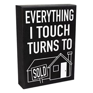 jennygems everything i touch turns to sold sign, real estate gifts, real estate decor, realtor gifts, american made, 8×6 inches