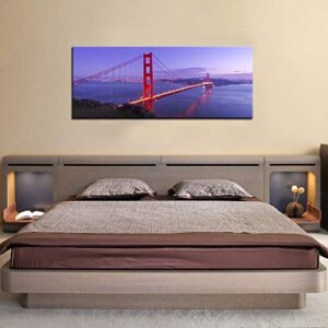VividHome Beautiful San Francisco Golden Gate Bridge Canvas Prints Wall Art Cityscape Picture for Living Room Bedroom Office Decoration 20x48 Inch