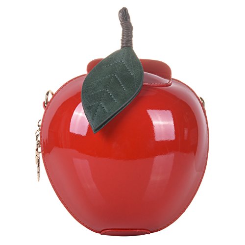 QZUnique Fruit Shape Handbag PU Crossbody Shoulder Bag Adjustable Strap Clutch Jelly Purse red Apple