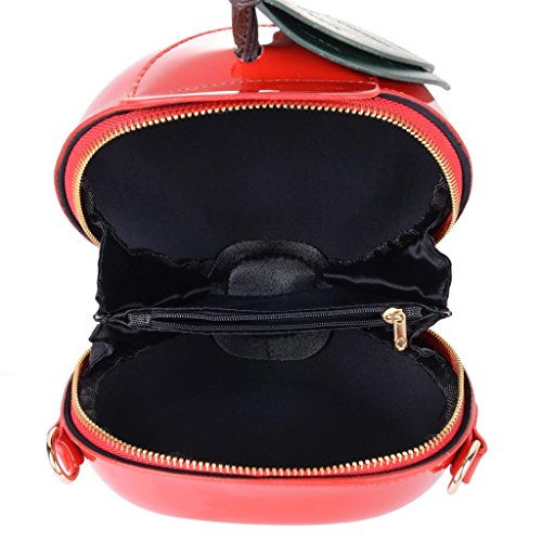 QZUnique Fruit Shape Handbag PU Crossbody Shoulder Bag Adjustable Strap Clutch Jelly Purse red Apple