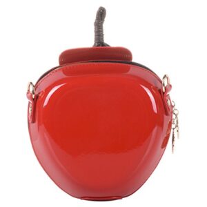 QZUnique Fruit Shape Handbag PU Crossbody Shoulder Bag Adjustable Strap Clutch Jelly Purse red Apple