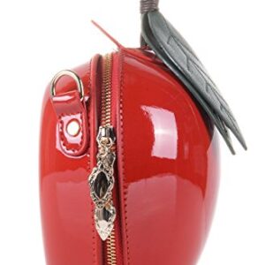 QZUnique Fruit Shape Handbag PU Crossbody Shoulder Bag Adjustable Strap Clutch Jelly Purse red Apple