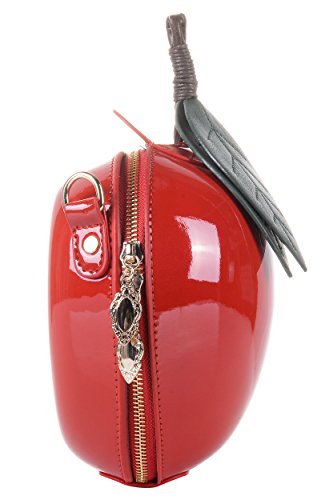 QZUnique Fruit Shape Handbag PU Crossbody Shoulder Bag Adjustable Strap Clutch Jelly Purse red Apple