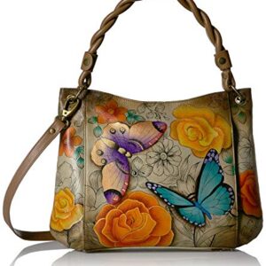 Anna by Anuschka Medium Slim Shoulder Bag, Floral Paradise Tan