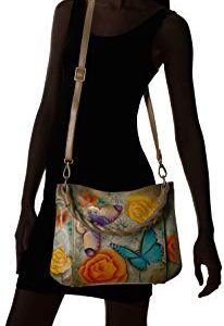 Anna by Anuschka Medium Slim Shoulder Bag, Floral Paradise Tan