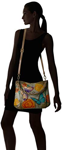 Anna by Anuschka Medium Slim Shoulder Bag, Floral Paradise Tan