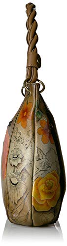 Anna by Anuschka Medium Slim Shoulder Bag, Floral Paradise Tan