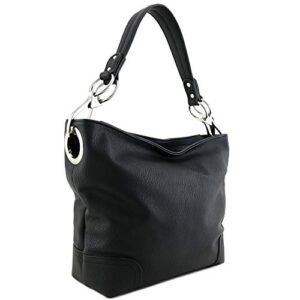 hobo shoulder bag with big snap hook hardware (black)