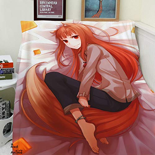 Mxdfafa Spice and Wolf Anime Super Soft Throw Blankets Coral Flannel Blanket for Bed Plane Travel