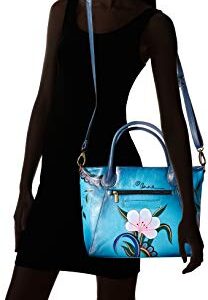 Anna by Anuschka Women's Genuine Leather Large Slouch Tote Bag | Hand Painted Original Artwork | Denim Paisley Floral