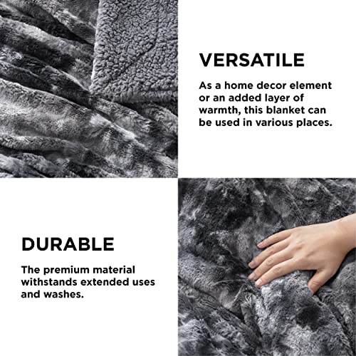 Bedsure Fuzzy Blanket for Couch - Grey, Soft and Comfy Sherpa, Plush and Furry Faux Fur, Reversible Throw Blankets for Sofa and Bed, 50x60 Inches
