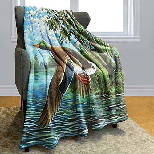 HommomH 60" x 80" Blanket Comfort Warmth Soft Cozy Air Conditioning Easy Care Machine Wash Custom Mallard Duck