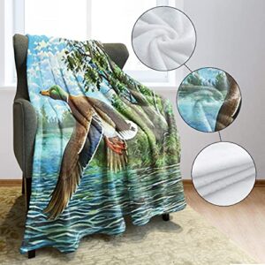 HommomH 60" x 80" Blanket Comfort Warmth Soft Cozy Air Conditioning Easy Care Machine Wash Custom Mallard Duck