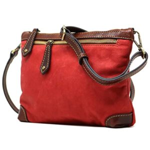 Floto Women's Leather Bag Fioro Crossbody Purse Satchel Handbag (Red)