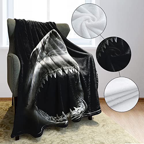 HommomH 60" x 80" Blanket Comfort Warmth Soft Cozy Air Conditioning Easy Care Machine Wash Shark Black