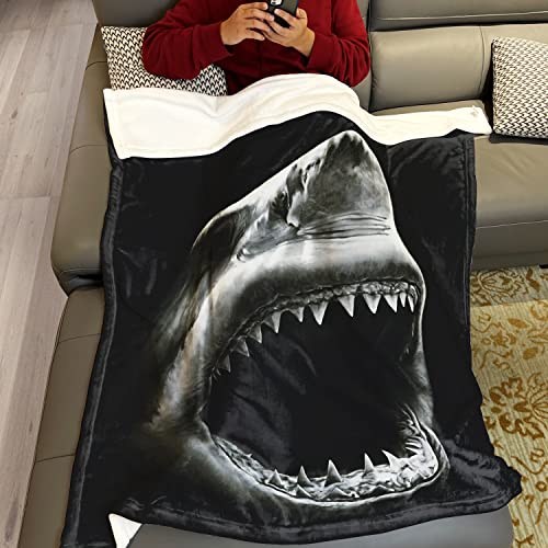 HommomH 60" x 80" Blanket Comfort Warmth Soft Cozy Air Conditioning Easy Care Machine Wash Shark Black