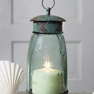 Colonial Tin Works Mason Jar Candle Lantern,Green