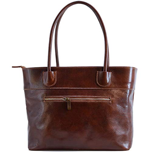 Floto Napoli Italian Leather Women's Shoulder Bag Handbag Purse (Vecchio Brown)