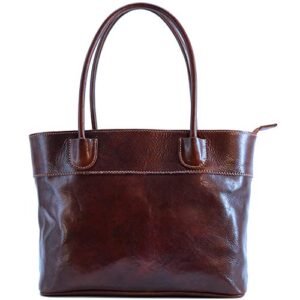 Floto Napoli Italian Leather Women's Shoulder Bag Handbag Purse (Vecchio Brown)