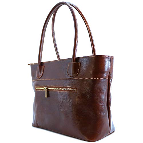 Floto Napoli Italian Leather Women's Shoulder Bag Handbag Purse (Vecchio Brown)