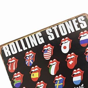 ERLOOD Rolling Stones Tin Sign Wall Retro Metal Bar Pub Poster Metal 12 X 8