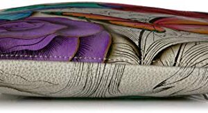 Anna by Anuschka Women's Genuine Leather Tall Zip-Around Cross Body| Hand Painted Original Artwork | Floral Paradise