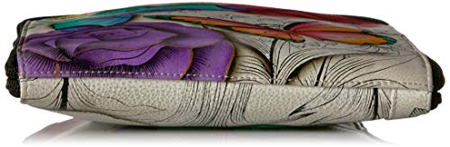 Anna by Anuschka Women's Genuine Leather Tall Zip-Around Cross Body| Hand Painted Original Artwork | Floral Paradise