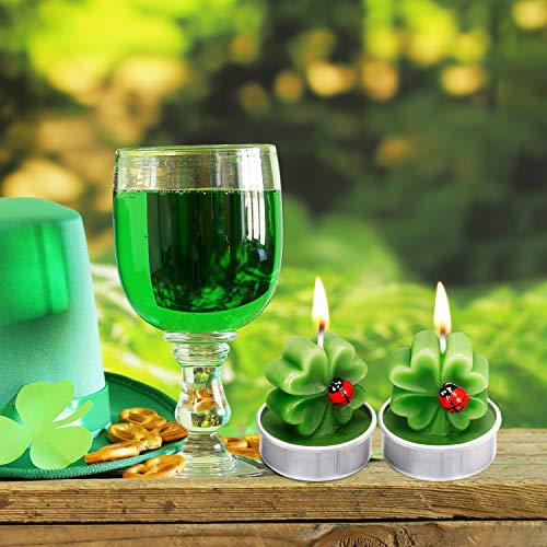 TecUnite 12 Pieces Shamrock Tealight Candles Handmade Delicate Clover Candles for St. Patrick Party Day Wedding Spa Home Decoration Gifts (Style F)