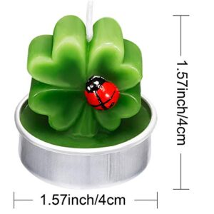 TecUnite 12 Pieces Shamrock Tealight Candles Handmade Delicate Clover Candles for St. Patrick Party Day Wedding Spa Home Decoration Gifts (Style F)