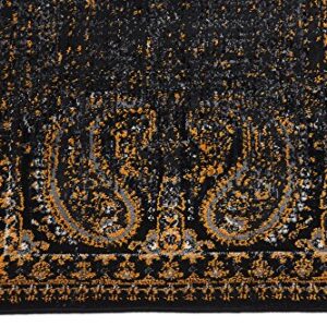 Unique Loom Imperial Collection Paisley, Distressed, Border, Vintage, Modern, Abstract Area Rug, 2 x 3 ft, Black/Orange