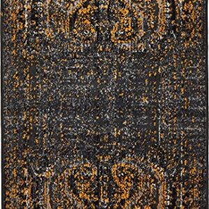 Unique Loom Imperial Collection Paisley, Distressed, Border, Vintage, Modern, Abstract Area Rug, 2 x 3 ft, Black/Orange