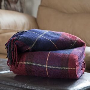 lavish home blue/red cashmere-like blanket throw plaid, 50″ x 60″