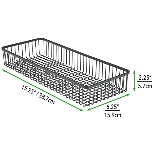 mDesign Metal Farmhouse Home Office Storage Bin Basket Container - Desk and Drawer Organizer Tote for Gel Pens, Pencils, Markers, Erasers, Tape, Staples, Notepads - Unity Collection - 4 Pack - Black