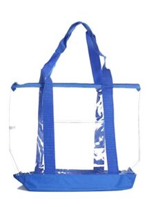 large clear tote bag with zipper closure (blue)