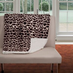 Lavish Home Giraffe Fleece Sherpa Blanket Throw