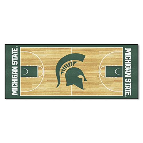 FANMATS 9960 Michigan State Spartans Basketball Court Runner Rug - 30in. x 72in. | Sports Fan Area Rug - Spartan Primary Logo