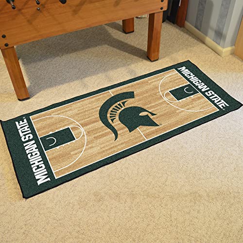 FANMATS 9960 Michigan State Spartans Basketball Court Runner Rug - 30in. x 72in. | Sports Fan Area Rug - Spartan Primary Logo