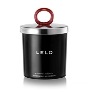 lelo flickering touch massage candle, black pepper/pomegranate, 5.3 ounces