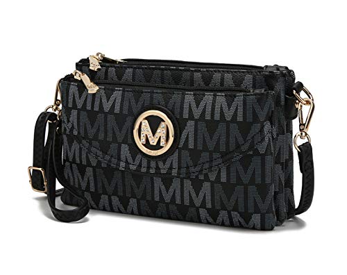 MKF Crossbody Bag for Women – Adjustable Shoulder Strap – PU Leather Small Wristlet Purse, Triple Compartment Handbag…