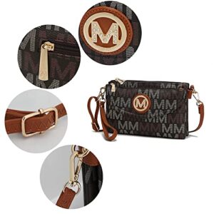 MKF Crossbody Bag for Women – Adjustable Shoulder Strap – PU Leather Small Wristlet Purse, Triple Compartment Handbag…