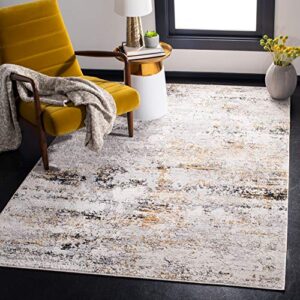 safavieh amalfi collection 9′ x 12′ cream / gold amf572a modern abstract distressed area rug