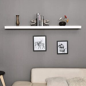 WELLAND Mission Floating Shelf, Wall Mount Shelving, Wood Modern Display Shelves, Bookshelves,for Living Room Kitchen, Approx 60-inch Length by 2-inch High, White